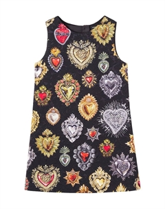 Платье из принтованного жаккарда, Black Dolce & gabbana kids