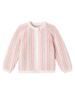 Полосатый кардиган Kiri из шерсти и хлопка, Rose Stripe Konges slojd
