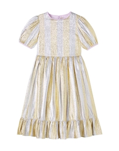 Полосатое платье из ламе и органзы, Oro/Argento Stella mccartney kids