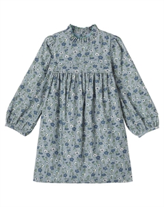 Топазовая цветочная хлопковая платье, Fl Vert De Gris Bonpoint