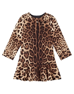 Платье из шерстяного крепа DG с леопардовым принтом, Leo New Dolce & gabbana kids