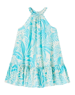 Платье Cleo из хлопка с цветочным принтом, Aqua Toucan Poupette st barth kids