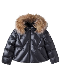 Пуховик с отделкой из искусственного меха, Black Moncler enfant