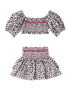 Комплект из хлопка с леопардовым принтом: топ и юбка, Maculato Monnalisa