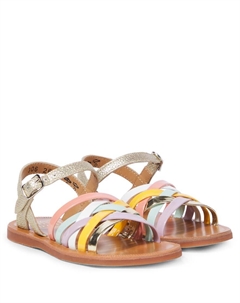 Сандалии lux из кожи, Vernis Platine - Multi Pastel Pom d'api
