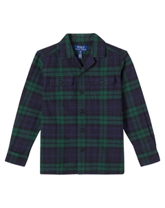 Клетчатая хлопковая рубашка-оверсайз, B6967 Navy Green Multi Polo ralph lauren kids