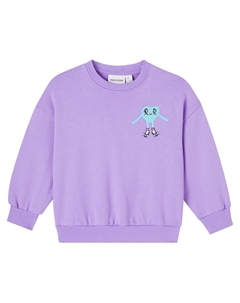 Вышитый хлопковый джерси свитшот, Purple Mini rodini