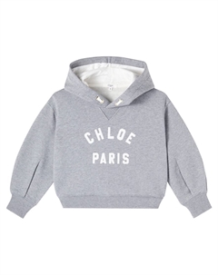Логотип хлопковый худи из флиса, Gris Chloé kids