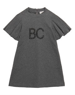 Платье из стрейч-хлопка с логотипом, Girigio Scuro Brunello cucinelli kids