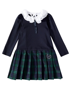 Платье плиссе в клетку, Blu Scuro Monnalisa