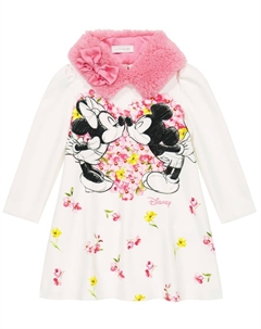 Платье из сатина с принтом Disney, Panna Sachet Pink Monnalisa