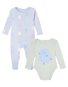 Комплект боди и слипа с детским принтом, Celeste/Multicolor Stella mccartney kids