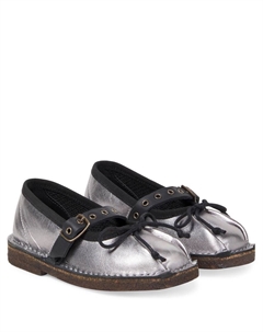 Металлические кожаные туфли балетки Мэри Джейн, Acciaio Pèpè