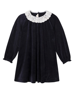 Платье из бархата с кружевной отделкой, Black Konges slojd