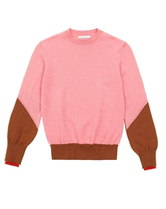 Шерстяной свитер с цветными блоками The Woolmark Company, Pink/Dark Camel Victoria beckham kids