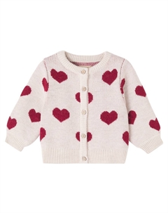 Кардиган из жаккардовой шерсти Baby Hearts, Offwhite Melange Wheat