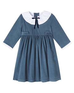 Платье из хлопкового вельвета Mona, Blue Polka Dot La coqueta