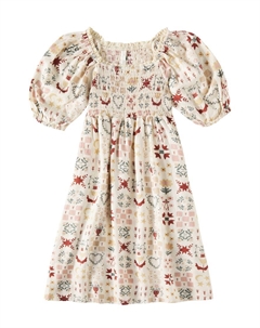 Делла платье с пышными рукавами из смесового льна, Natural Rylee + cru