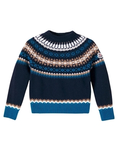 Свитер из чистой шерсти с интарсией, Blue Navy Moncler enfant