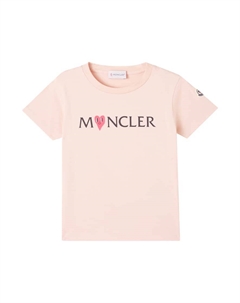 Футболка из хлопкового джерси с логотипом, Peach Pink Moncler enfant