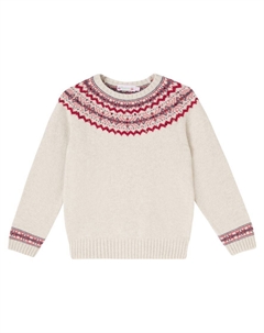 Джемпер с жаккардовым узором fair isle из шерстяной смеси, Ecru Bonpoint