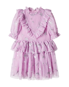 Платье из тюля с вышивкой и рюшами, Viola/Argento Stella mccartney kids