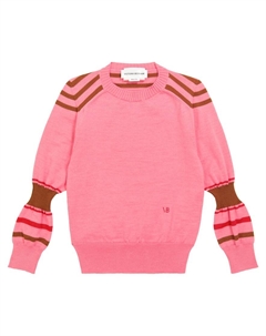 Полосатый свитер из шерсти The Woolmark Company, Pink/Bright Red/Dark Camel Victoria beckham kids
