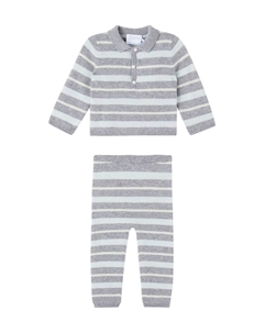 Гостевой комплект In Residence Baby Lumi из полосатого кашемира, Ra Gris Moyen Bonpoint