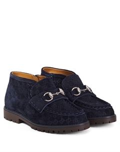 Коньчковые GG замшевые ботильоны, Blue/Blue Gucci kids
