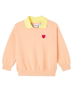 Хлопковый свитшот с вышивкой в виде сердца, Pink Mini rodini