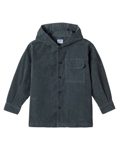 Хлопковая рубашка с капюшоном, Dark Grey Shadow C.p. company kids