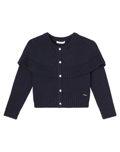 Кардиган из хлопка и шерсти с пелериной, Bleu Amiral Chloé kids