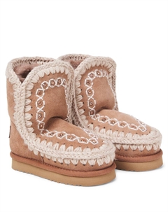 Вышитые замшевые ботинки на овчине, Pink Brown Mou kids