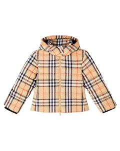 Куртка утепленная с капюшоном Burberry Check Cecilia, Sand Ip Check Burberry kids