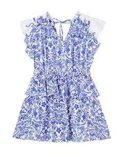 Платье Noemi из хлопка с цветочным принтом, Blue Tiare Poupette st barth kids