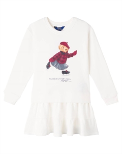 Хлопковое платье с принтом Polo Bear, Trophy Cream Polo ralph lauren kids