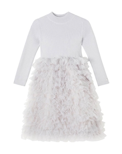 Платье Cecilly с рюшами из шерсти и тюля, Light Grey Donsje