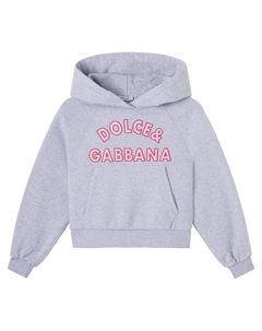 Худи с вышитым логотипом из хлопка, Melange Grigi Dolce & gabbana kids