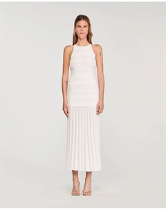 Длинное платье с вышивкой, белый Sandro