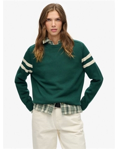 Расслабленный полосатый вязаный джемпер, Darkest Pine Green Superdry