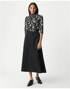 Длинная трапециевидная юбка из нейлона, черный Ikks