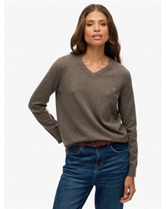 Классический джемпер с V-образным вырезом, Carbon Brown Marl Superdry