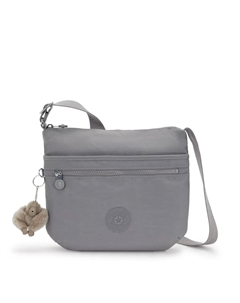 Женская сумка среднего размера с застежкой-молнией и брелоком, серый Kipling