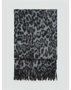 Шарф с леопардовым принтом и бахромой Leoparda, Grey Mango