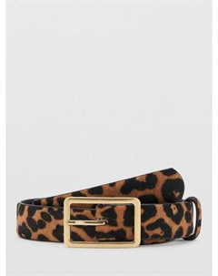 Кожаный ремень с леопардовым принтом, Brown Mango