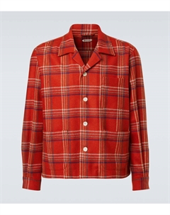 Клетчатая шерстяная фланелевая рубашка-оверсайз, Red Navy Bode