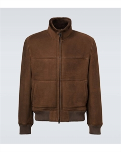 Замшевая кожаная курка-бомбер с овчиной, Caffe Thom sweeney