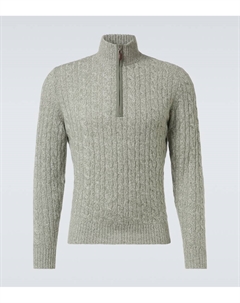 Тэмс кашемировый свитер с полузастежкой, Sage Green Melange Arch4