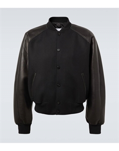 Кожаная отделка шерстяной бомбер, Black Givenchy
