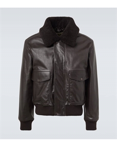 Кожаная куртка-блузон с отделкой из овчины, Charred Oak Lemaire